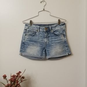 American Eagle acid wash denim midi shorts